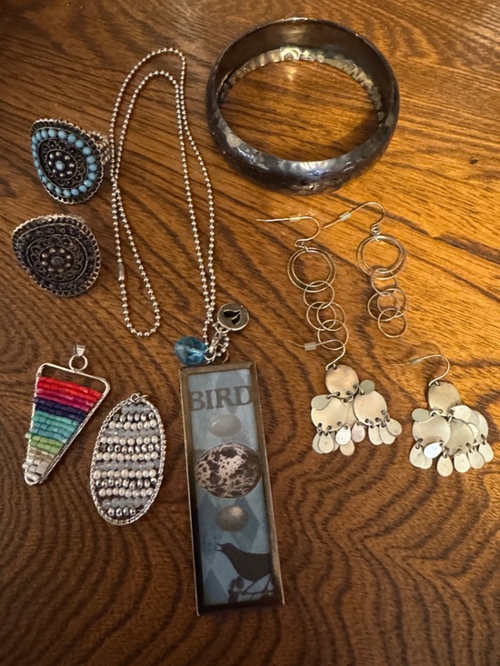 Maurices Jewelry - Blue and Silver Pendant Necklace Set with earrings, rings & bracelet